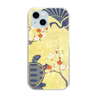 Musashi和柄Shop 【Japanese pattern】の鶴亀紅白梅クリアスマホケース Clear Smartphone Case