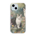 夜のねこの猫の楽園 Clear Smartphone Case