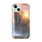 vectoの夕日と滝 Clear Smartphone Case