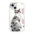 やさぐれちゃんの春の花と猫 Clear Smartphone Case