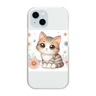 イラストアニマルズの癒しと可愛さが溢れるネコちゃん Clear Smartphone Case