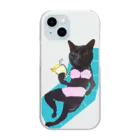 Parallel_merchの海でバカンスの黒猫BIBI Clear Smartphone Case