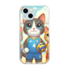 【volleyball online】の猫好きのみなさん必見！愛らしい猫のバレーボールグッズ Clear Smartphone Case