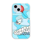 kotの我が家のネコ天使達ステンドグラス風イラスト「風船とモモ」 Clear Smartphone Case