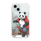 kojakechanの自転車に乗っているパンダのしんちゃん Clear Smartphone Case