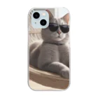 ryusky_333のサングラスをかけている猫がハンモックでくつろいでいる。 Clear Smartphone Case