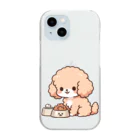 Tokyo_Doodleのもふもふアプリコット　トイプードル　たべる Clear Smartphone Case