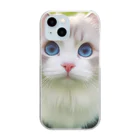 Wild Design Hub🐺のBlue eyes cat2 「猫」 Clear Smartphone Case