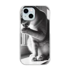 猫は癒やしの毛づくろい猫 Clear Smartphone Case