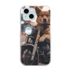 くろねこの雑貨屋のバイクに乗っているワンちゃん Clear Smartphone Case