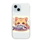 zuuu-の魚を前にドヤ顔にゃんこ☆ Clear Smartphone Case