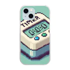 ドット絵調理器具のドット絵「タイマー」 クリアスマホケース