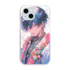 擬人化アートの郷の飴のイケメン Clear Smartphone Case