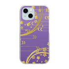 Musashi和柄Shop 【Japanese pattern】の黄金桜クリアスマホケース　紫 Clear Smartphone Case