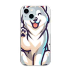 WANnyanDesign 犬猫イラストレーターのシベリアンハスキー（お手） Clear Smartphone Case