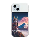 猫好き Japanの武士道ねこ Clear Smartphone Case