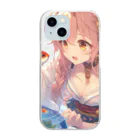 推しの美少女とアイドルの金魚と浴衣姿の女の子 Clear Smartphone Case