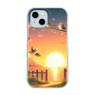 Animal Canvas Collectionの夕焼け小焼けの森の小鳥 Clear Smartphone Case