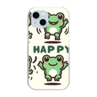 カエルグッズのHAPPYカエル踊り Clear Smartphone Case