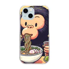 ㈱LOOKのラーメン好きのチンパンジー Clear Smartphone Case