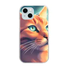 ロマンティックの何かを眺める猫のグッズ Clear Smartphone Case