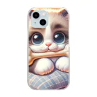 TomaTracksの骨をくわえた猫ちゃん Clear Smartphone Case