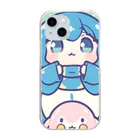 カピパーラ🐻の青い髪の姫とピンクのかわいい生物♪ Clear Smartphone Case