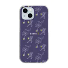 ビールとアート TM-3 Designの名画 × BEER（鳥獣戯画）白線画-pattern-紫 Clear Smartphone Case