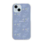 ビールとアート TM-3 Designの名画 × BEER（鳥獣戯画）白線画-pattern-ブルーグレー Clear Smartphone Case