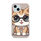 Khisakiの猫　カワイイ　眼鏡をかけている Clear Smartphone Case