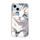 yoiyononakaの虎縞白猫のまなざし06 Clear Smartphone Case