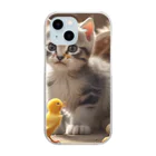 だんのんの可愛いヒヨコと猫ママ Clear Smartphone Case