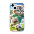 スポーツにゃんこ大戦争のサッカーにゃんこ Clear Smartphone Case