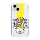 ODD WORKS STOREのsteve成仏 yellow × violet クリアスマホケース