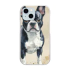 Animal Illustration shopのボストン・テリア　Boston Terrier　水彩画風 Clear Smartphone Case