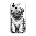 鼻ぺちゃ犬と和猫のデッサンパグ T Clear Smartphone Case