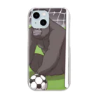 ganeshaのサッカーでゴールを守る白黒のゴリラ Clear Smartphone Case