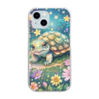 モノモノクローゼットの花とカメ Clear Smartphone Case