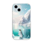 Green__teaの水中から見上げるペンギン Clear Smartphone Case