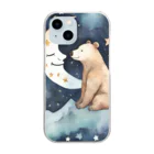 星降る夜にの三日月熊 Clear Smartphone Case