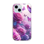 Summer holidays【女性向けスマホケース】の薔薇と蝶 Clear Smartphone Case