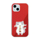 絵娯クリエイトのひのもとにゃんこ®️ 尺八 / 臙脂 Clear Smartphone Case