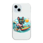 Surfing Dogの波乗りフレンチブルドッグ Clear Smartphone Case