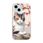 パキュラSHOPの猫と梅の花 Clear Smartphone Case