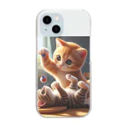 kangekiの遊ぶにゃんこNo.6 Clear Smartphone Case