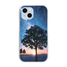 猫との風景の風景_星空と木 Clear Smartphone Case