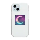 moonlightcatのグラデーションネオンカラームーン Clear Smartphone Case