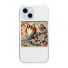 chaochao0701の浮世絵風　カラフル猫「Ukiyo-e-style Colorful Cat」「浮世绘风格的多彩猫」 クリアスマホケース