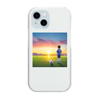 musashiyaの夕日とサッカー少年 Clear Smartphone Case