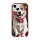 ワンニャンのスリッパを持ち出している犬 Clear Smartphone Case